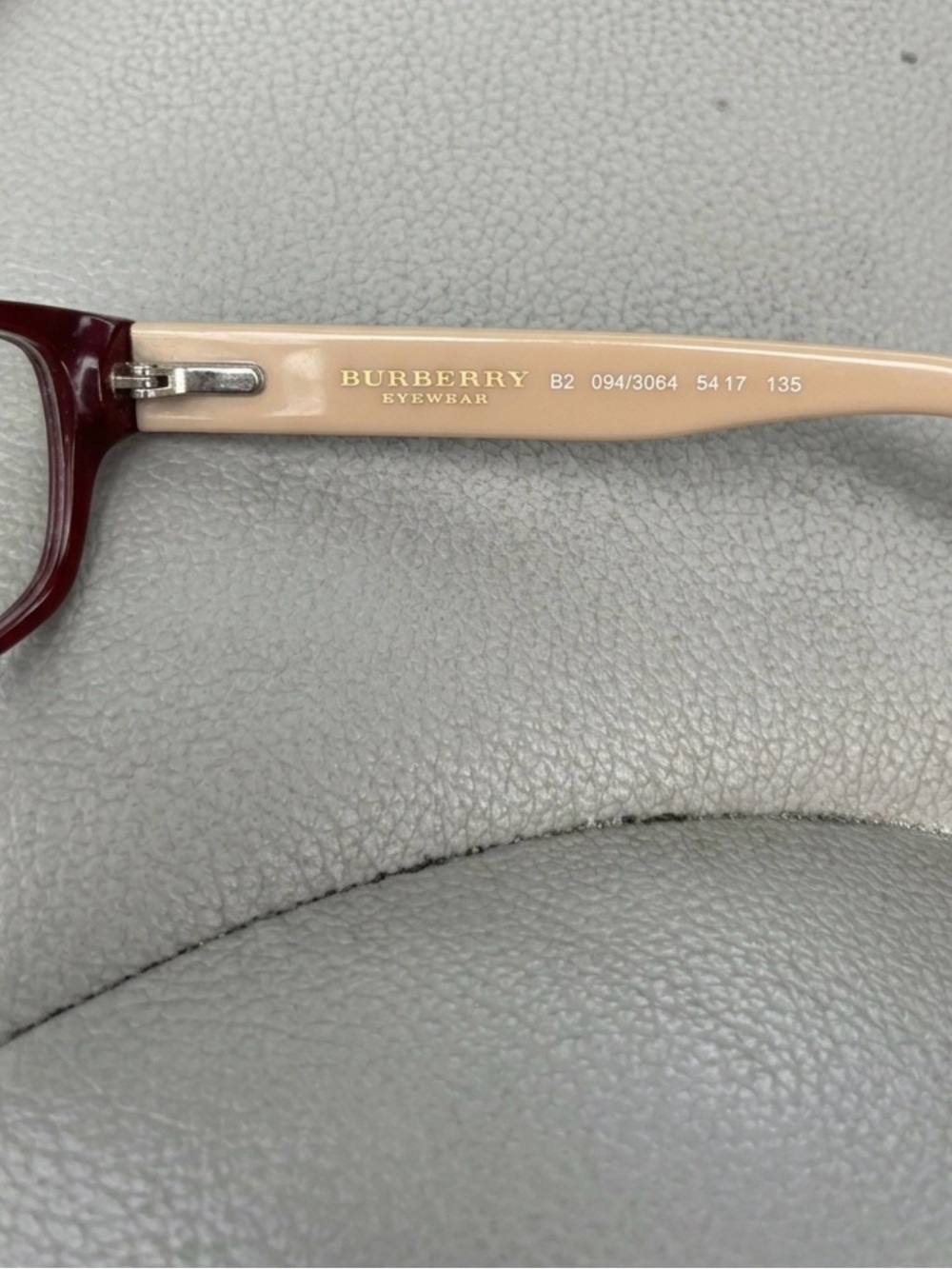 Burberry Burgundy Rectangle Glasses with Beige Temples-NEW! - Picture 5 of 9